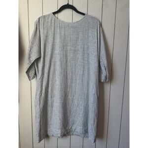 Not Perfect Linen Grid Tunic Dress Women’s XS Black White Capsule Minimal